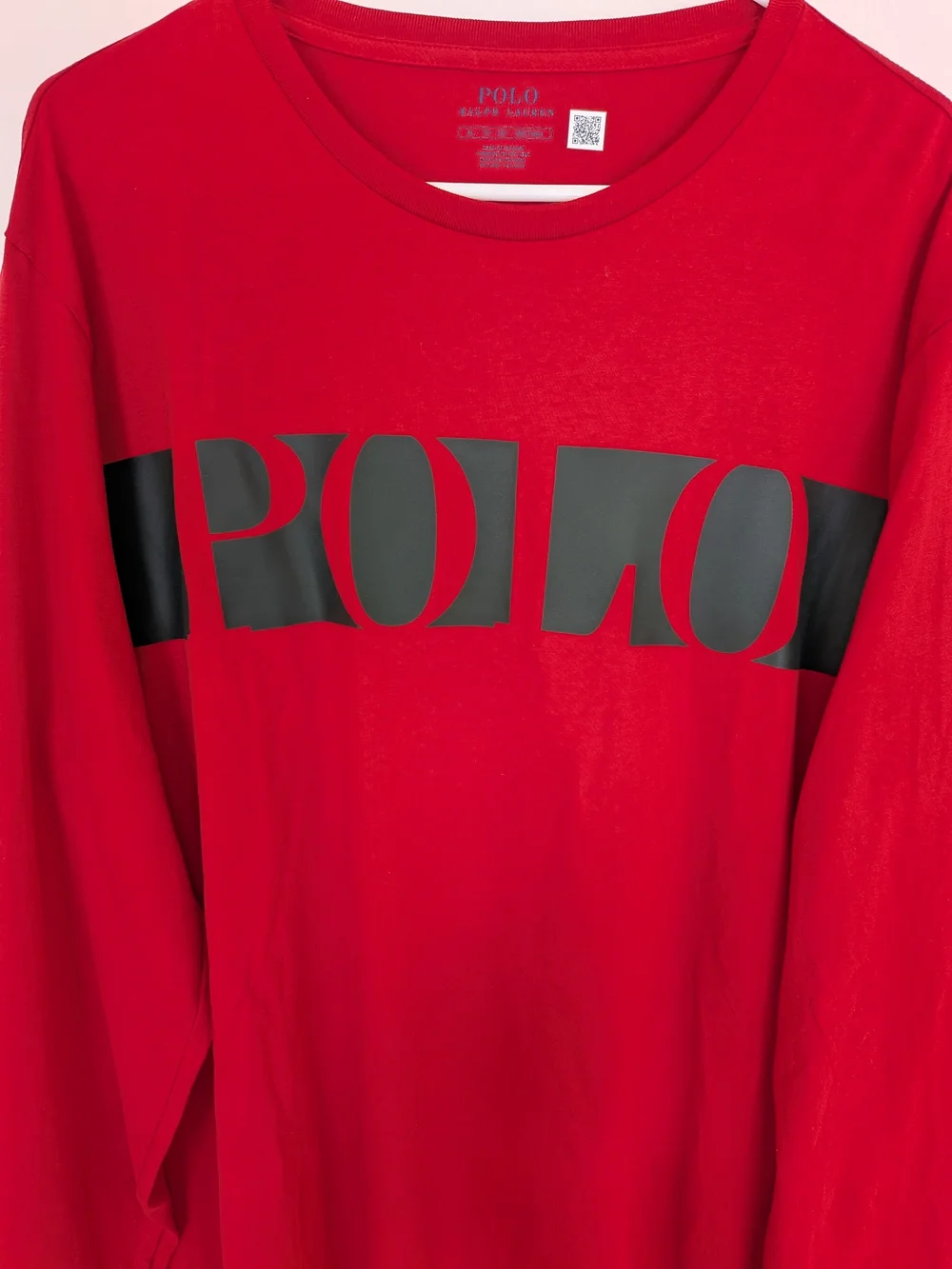 Polo Ralph Lauren Men Red Black Logo Long Sleeve Graphic Tee Shirt XL NWOT